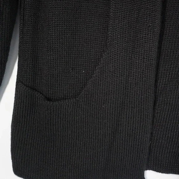 VTG Peruvian Link Alpaca Cardigan Knit Open Front Pockets Black S Cozy Lagenlook